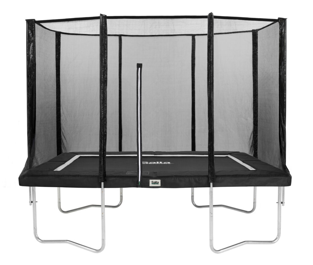 Rechthoekige trampoline zwart met veiligheidsnet