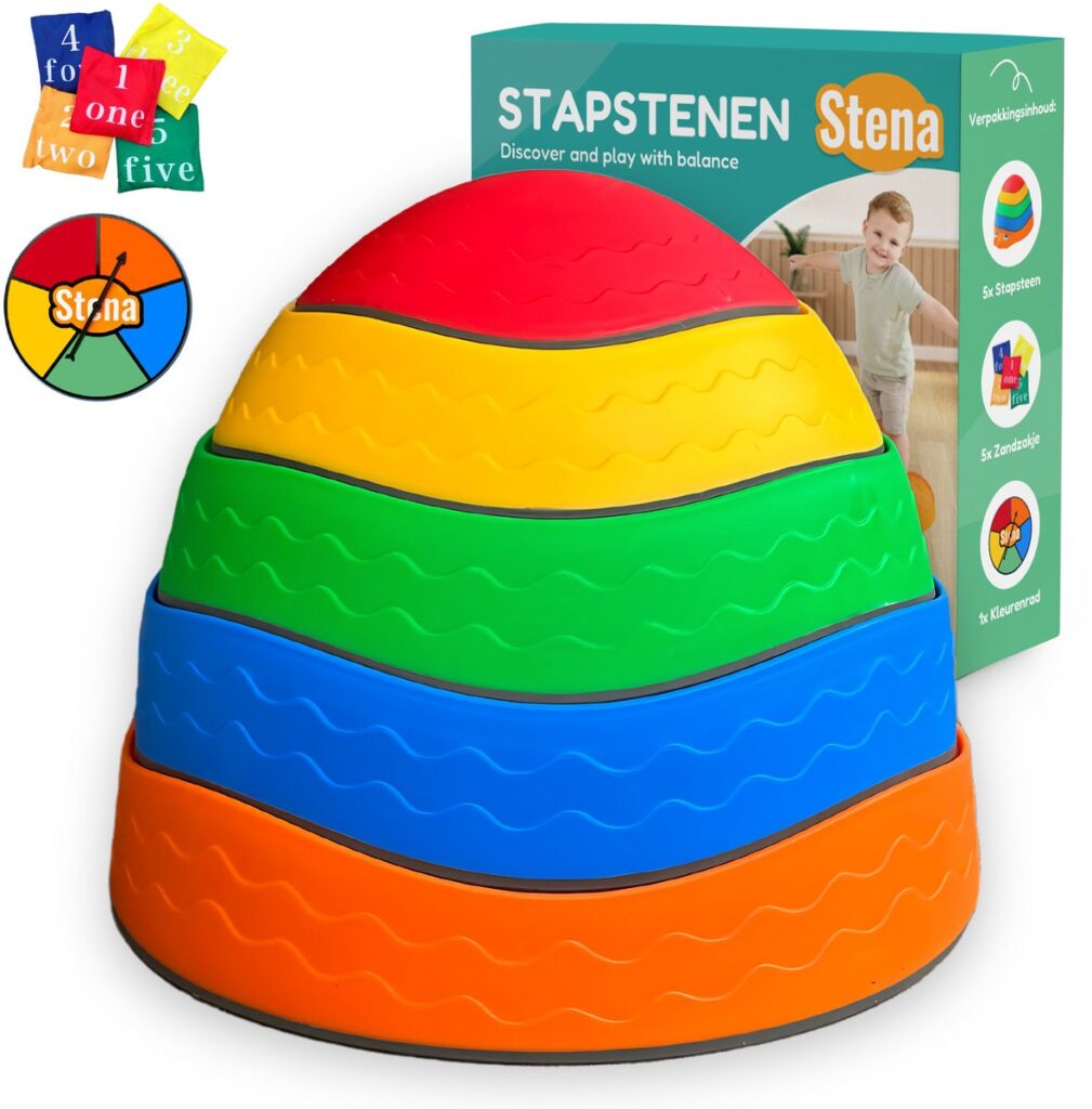 Ronde staptenen oranje, blauw, groen, geel, rood